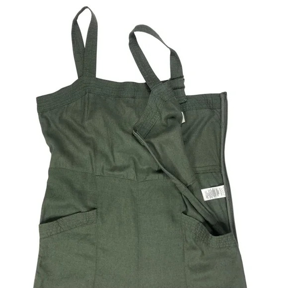 Nicole Miller Sleeveless Utility Wide Leg Linen Jumpsuit Women 2 Green Oversized - Picture 5 of 14